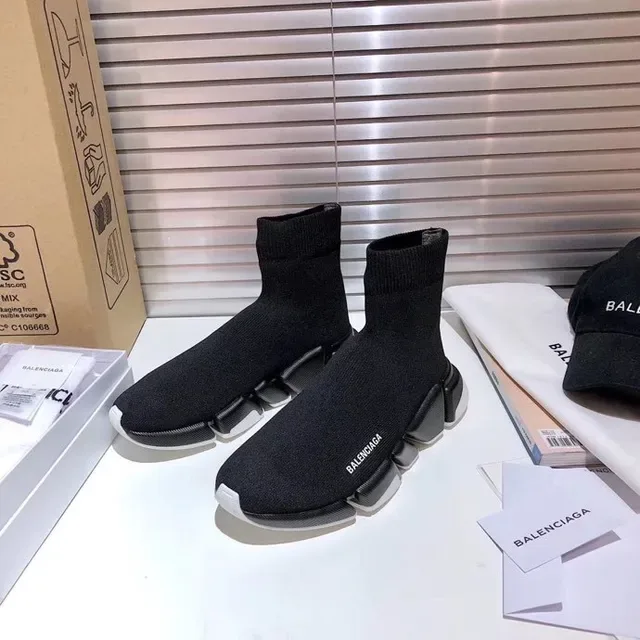 Balenciaga preto branco Sock-Fit Knit Upper Sculpted Multi-Part Sole Lifestyle Sneakers 5