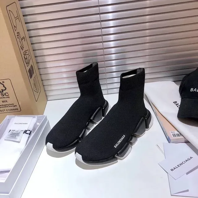Balenciaga preto branco Sock-Fit Knit Upper Sculpted Multi-Part Sole Lifestyle Sneakers 6
