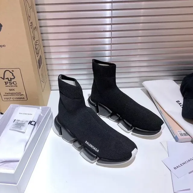 Balenciaga preto branco Sock-Fit Knit Upper Sculpted Multi-Part Sole Lifestyle Sneakers 7