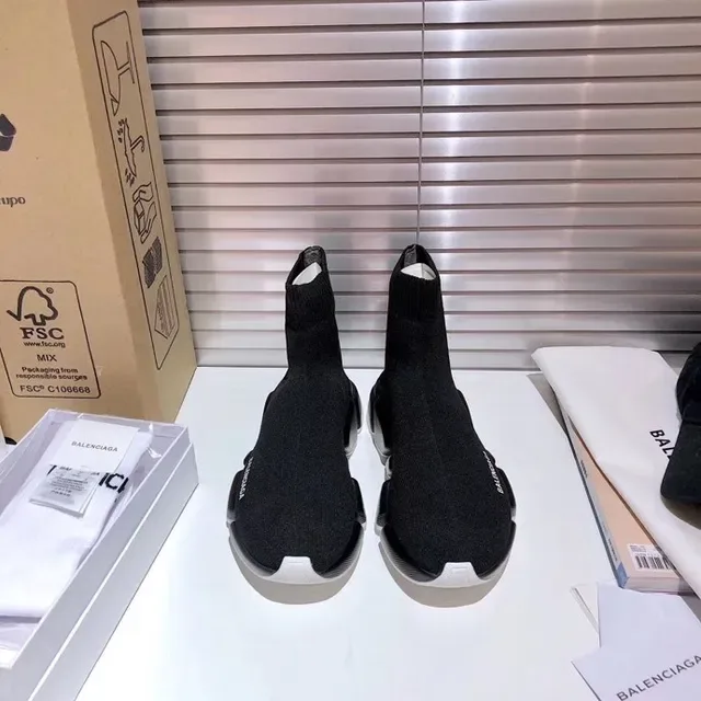 Balenciaga preto branco Sock-Fit Knit Upper Sculpted Multi-Part Sole Lifestyle Sneakers 9