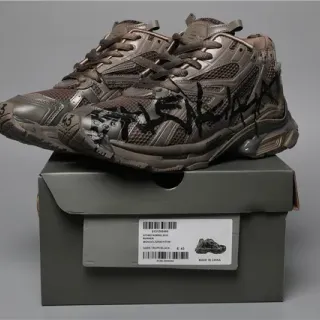 Balenciaga Brown Black Silhouette Mesh And Synthetic Overlays Chunky Sneakers