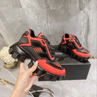 Balenciaga Defender Black and Red Chunky Sneakers