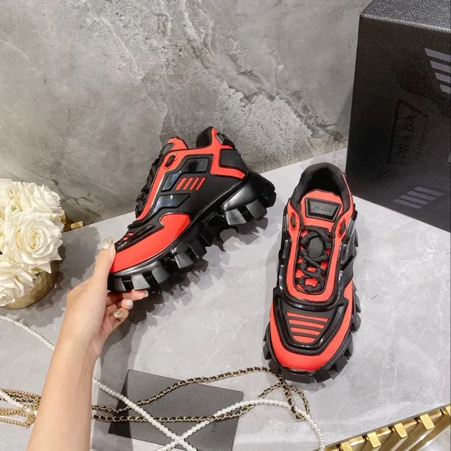 Balenciaga Defender Black and Red Chunky Sneakers 2