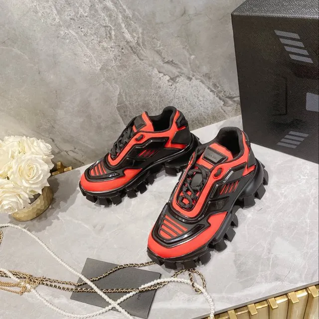 Balenciaga Defender Black and Red Chunky Sneakers 7