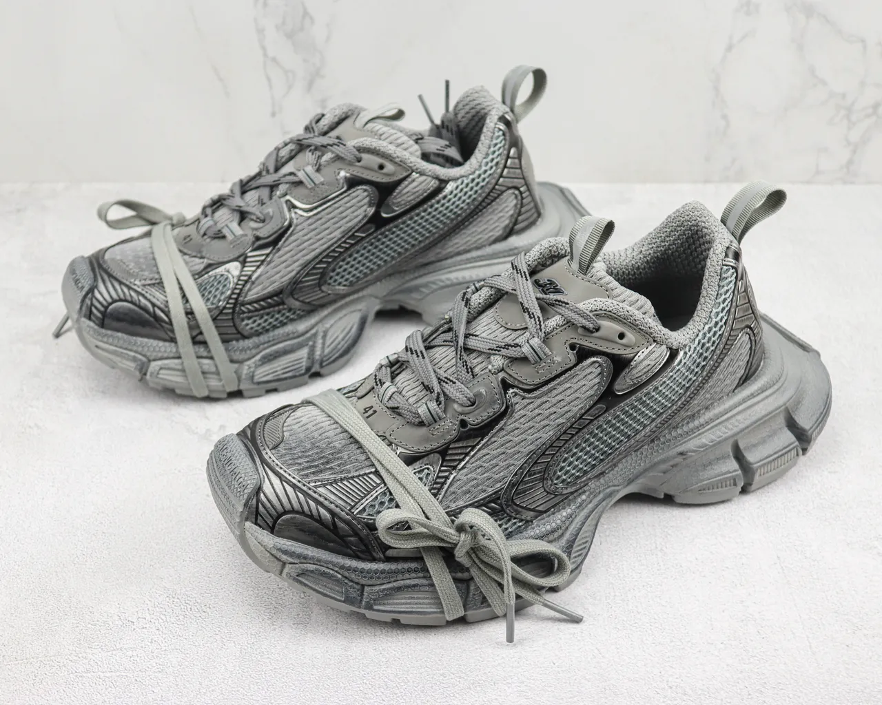 Balenciaga Defender Monochromatic Gray Chunky Sneakers 4