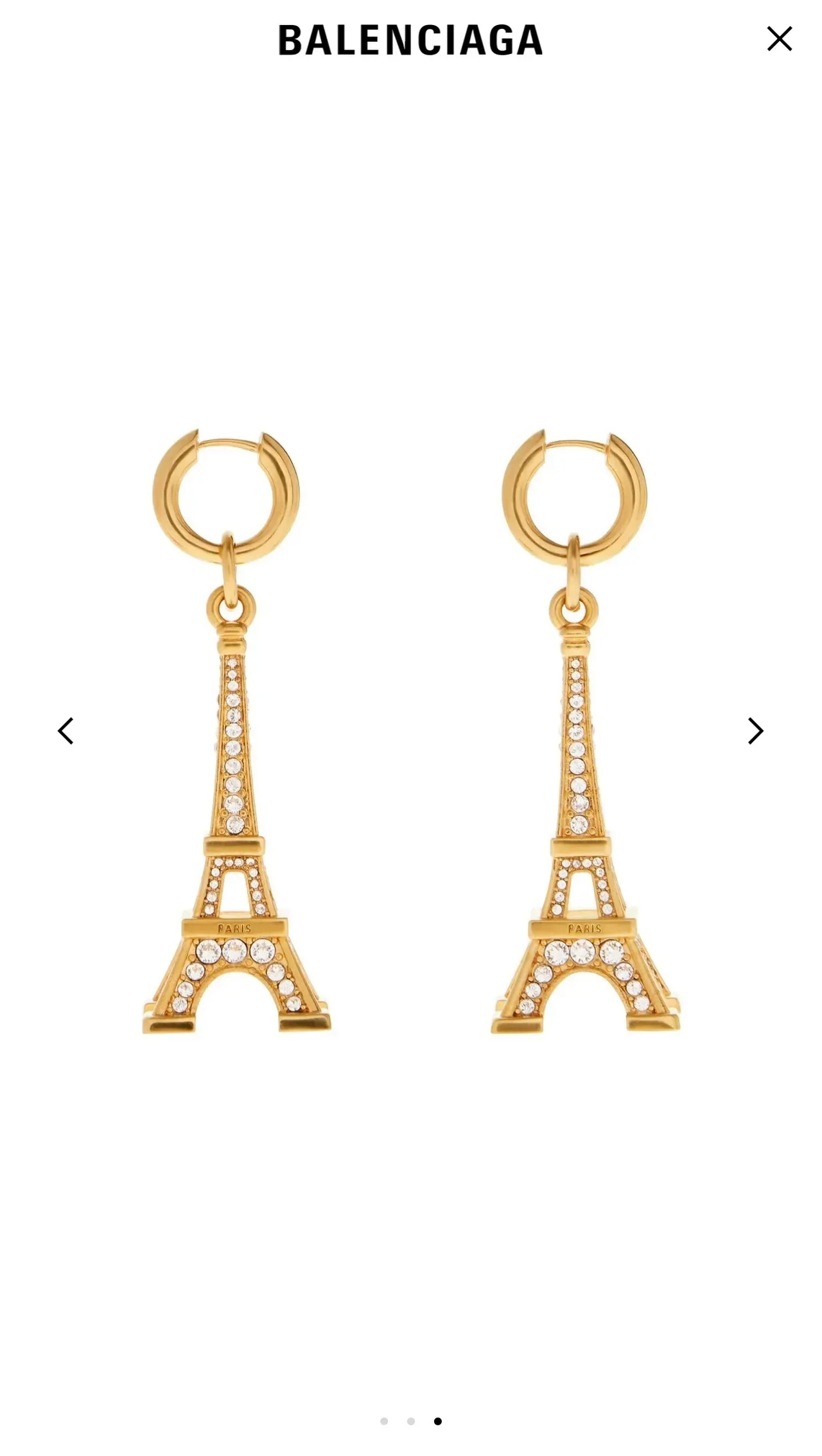 Balenciaga Eiffel Tower Pavé Crystal Gold-Tone Earrings 9