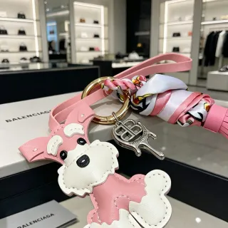 Balenciaga गुलाबी सफेद चमड़ी कुत्ते की सिल्हूट टू-टोन हैंडबैग