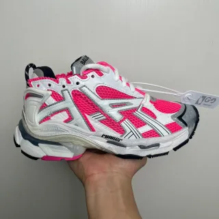 Balenciaga Tênis Chunky Rosa Branco Oversized Cage Overlay Textura de Favos de Mel na Sola Intermediária