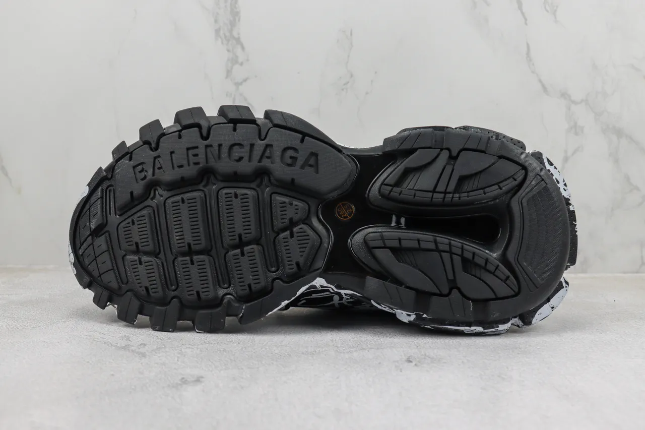 Balenciaga Runner Graffiti-Print Black and White Chunky Sneakers 8