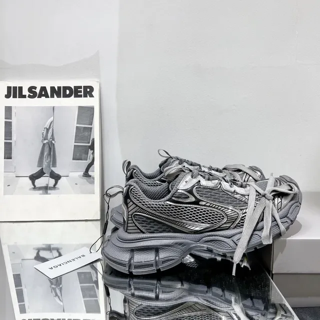 Balenciaga Runner Chaussures Gris Métallique Chunky 5