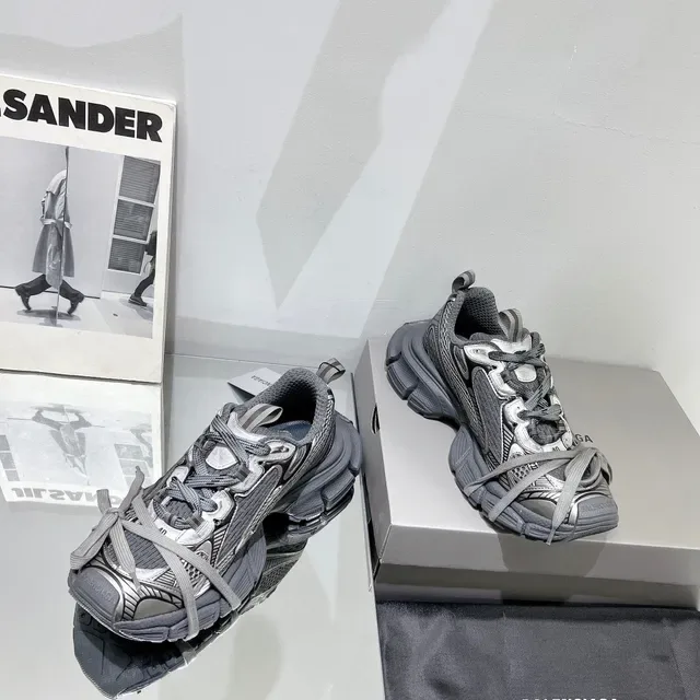 Balenciaga Runner Chaussures Gris Métallique Chunky 8