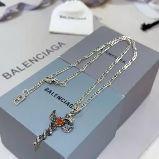 Balenciaga 银色 红色 菲加罗链 翼十字 坠子 项链