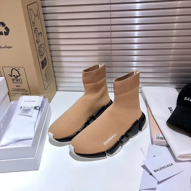 Balenciaga Speed Trainer Bege Preto Branco Sneakers Lifestyle 5