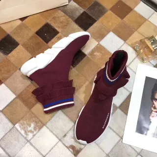 Balenciaga Speed Trainer Burgundy Sock-Fit Lifestyle Sneakers