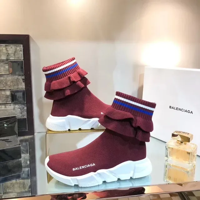 Balenciaga Speed Trainer بورجوندي حذاء رياضي ستايل حياة Sock-Fit 3