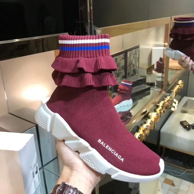 Balenciaga Speed Trainer بورجوندي حذاء رياضي ستايل حياة Sock-Fit 4
