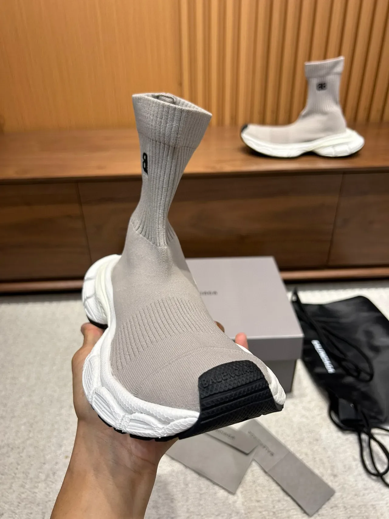 Balenciaga Speed Trainer Chaussures lifestyle en tricot gris 4