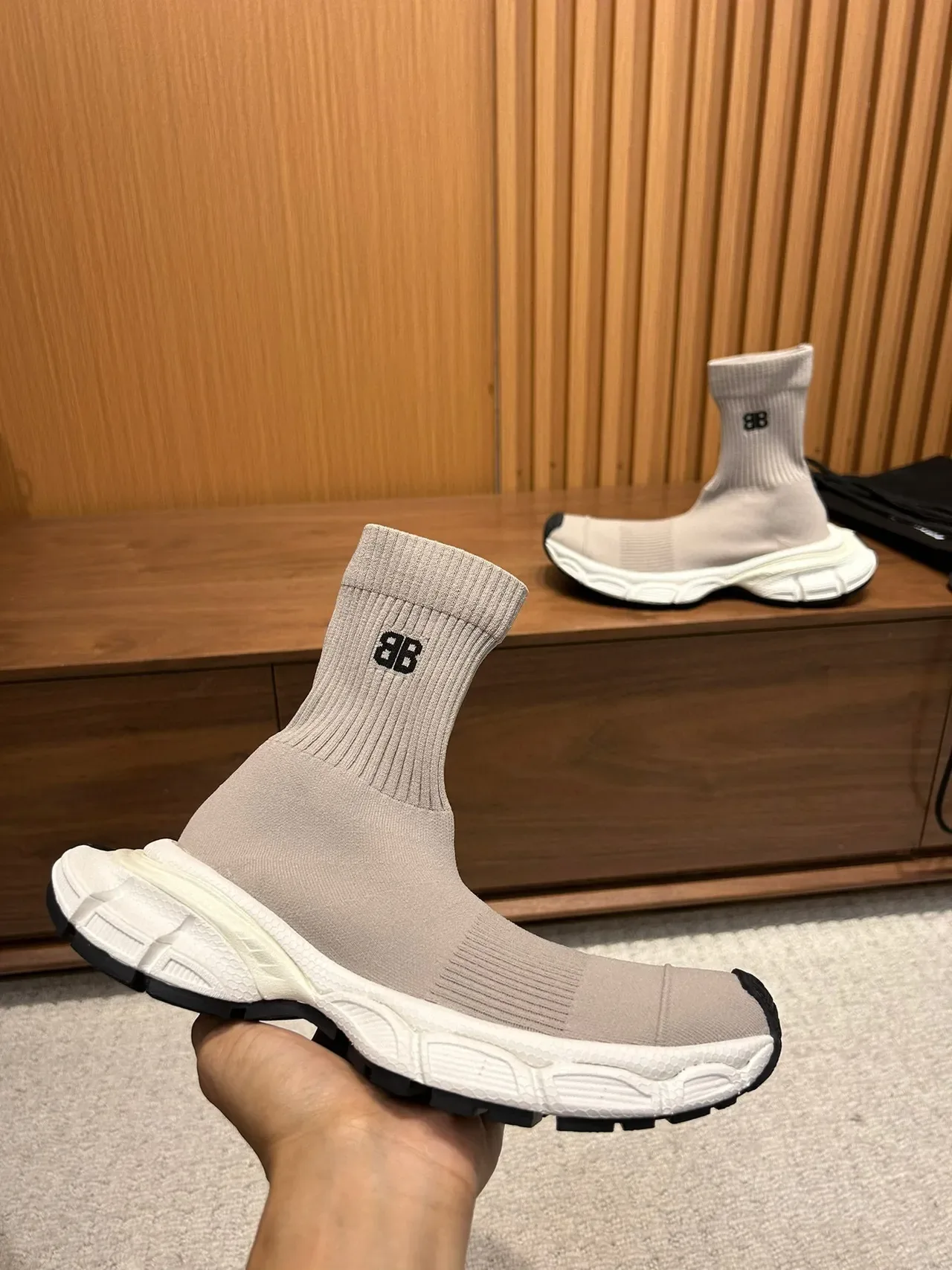 Balenciaga Speed Trainer Chaussures lifestyle en tricot gris 5