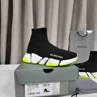 Balenciaga Speedcat কালো হলুদ সক-ফিট নিট আপার সেগমেন্টেড ব্লক সোল লাইফস্টাইল স্নিকার