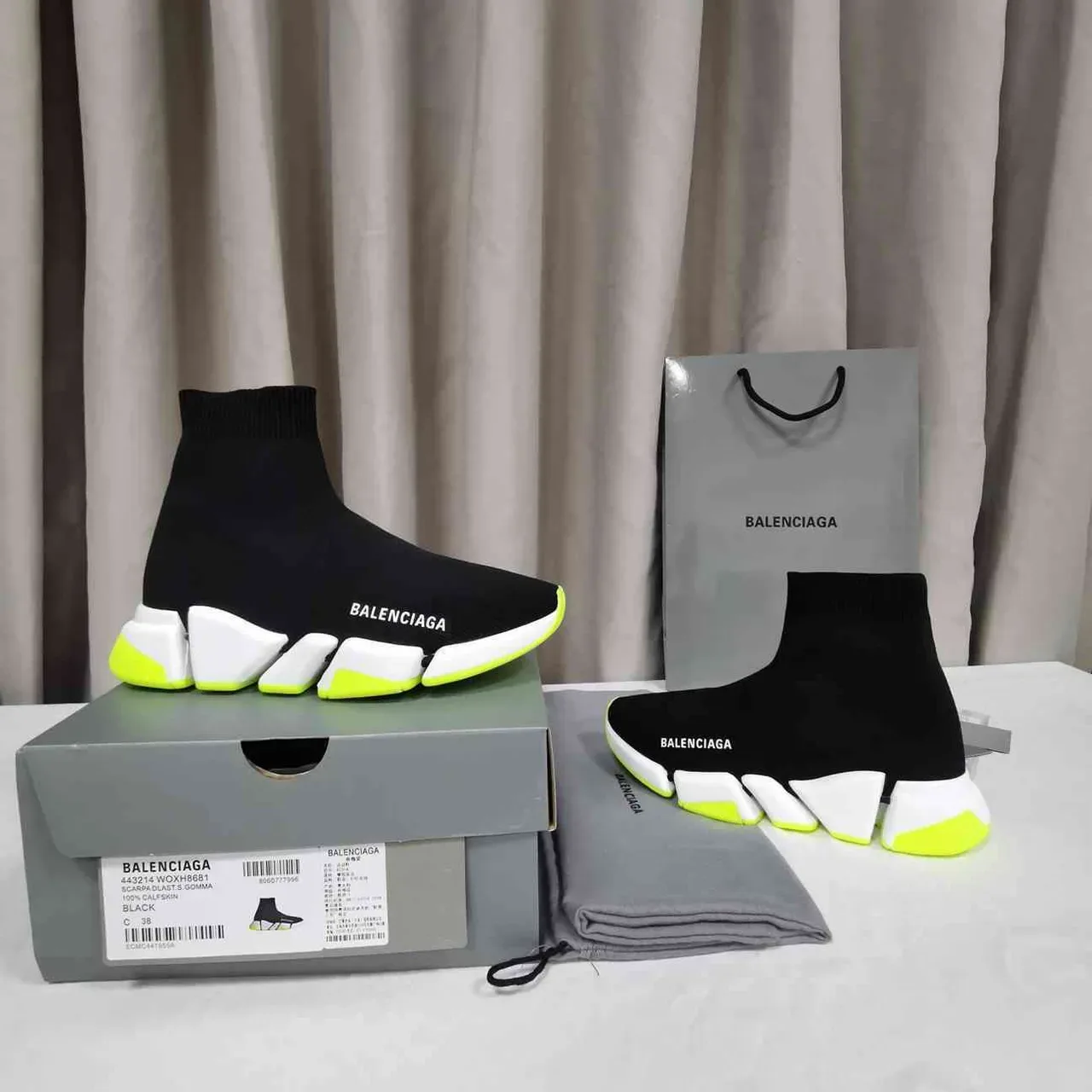 Balenciaga Speedcat 黑色黄色 袜套贴合 针织鞋面 分段块状鞋底 生活方式运动鞋 7