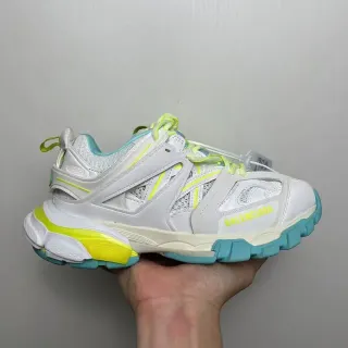 Balenciaga Track Trainer सफेद नियोन पीला टर्क्वॉइस चंकी स्नीकर्स