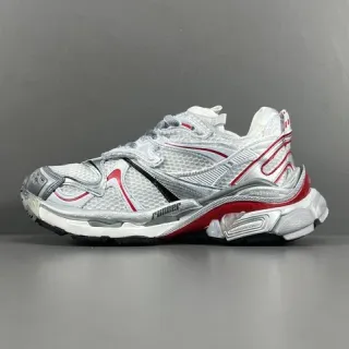 Balenciaga Track Trainer সাদা রূপালি লাল মোটা স্নিকার