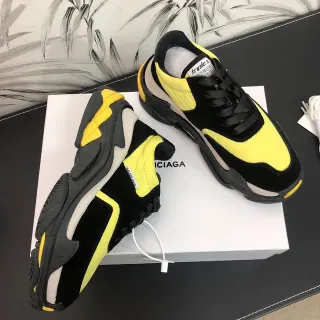 Balenciaga Triple S Black and Yellow Chunky Sneakers