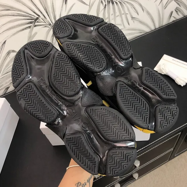 Balenciaga Triple S Noir et Jaune Chaussures Chunky 3