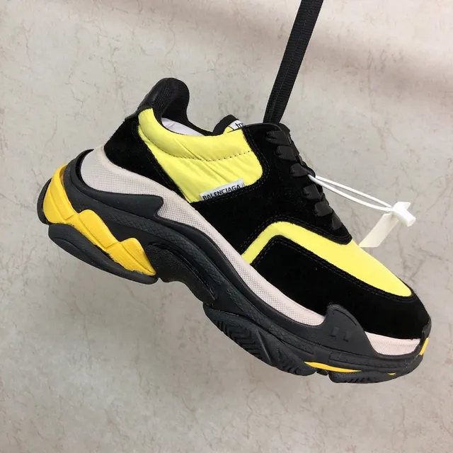 Balenciaga Triple S Noir et Jaune Chaussures Chunky 5