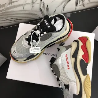 Balenciaga Triple S Gray White Red Black Chunky Sneakers