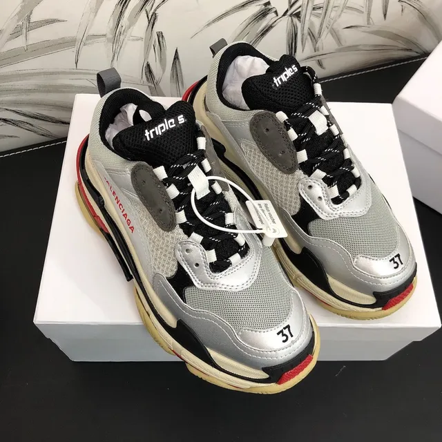 Balenciaga Triple S Gray White Red Black Chunky Sneakers 2