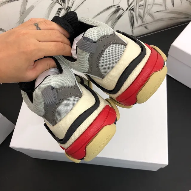 Balenciaga Triple S Gray White Red Black Chunky Sneakers 3