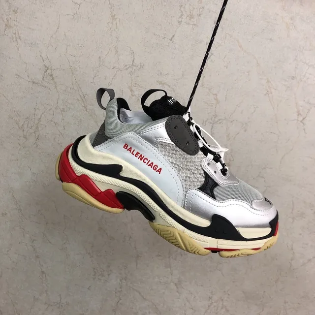 Balenciaga Triple S Gray White Red Black Chunky Sneakers 5