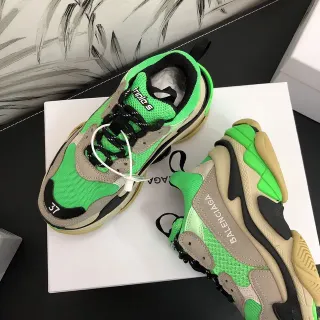 Balenciaga Triple S Neon Green Beige Black Chunky Sneakers
