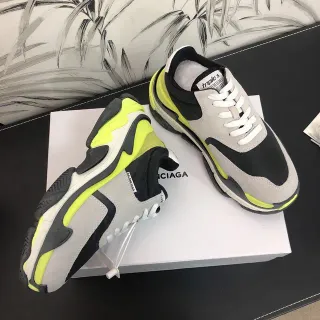Balenciaga Triple S Neon Yellow Gray Black Chunky Sneakers