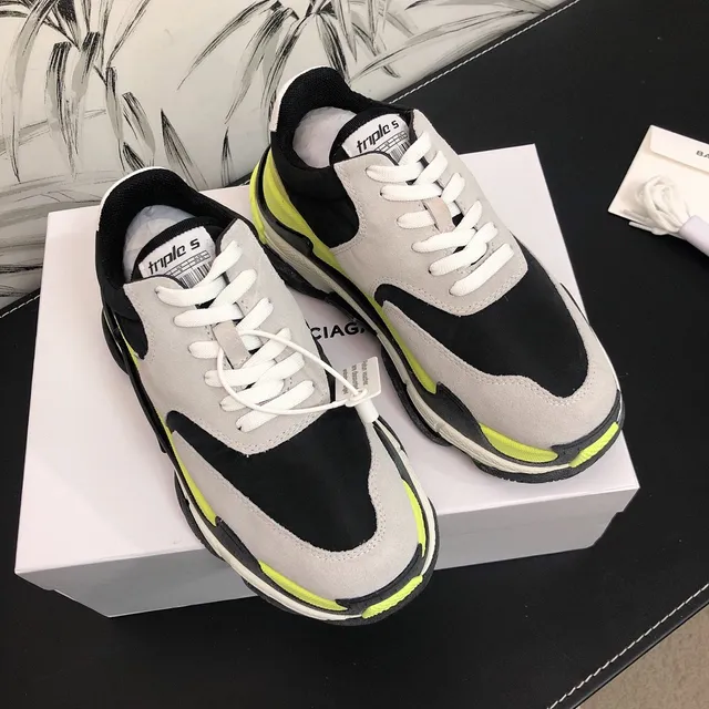 Balenciaga Triple S Neón Amarillo Gris Negro Zapatillas Chunky 2