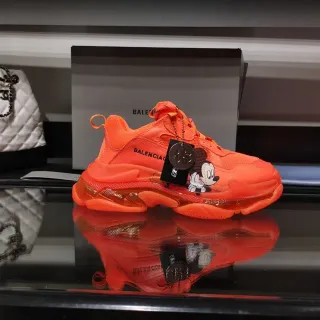 Balenciaga Triple S Orange Transparent Oversized Silhouette Layered Sole Chunky Sneakers