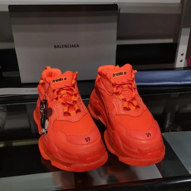 Balenciaga Triple S Orange Transparent Oversized Silhouette Layered Sole Chunky Sneakers 9