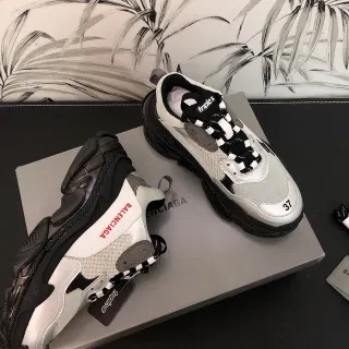 Balenciaga Triple S White Black Gray Red Chunky Sneakers