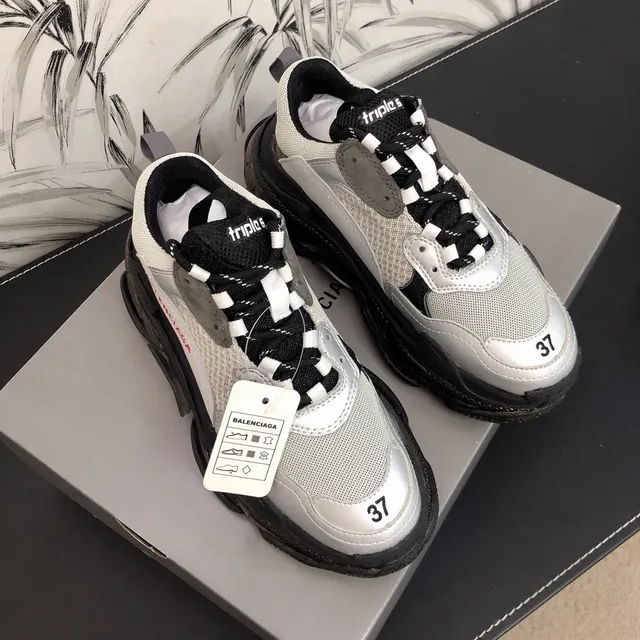 Balenciaga Triple S White Black Gray Red Chunky Sneakers 5