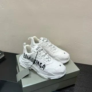 Balenciaga Triple S White Graffiti Logo Chunky Sneakers