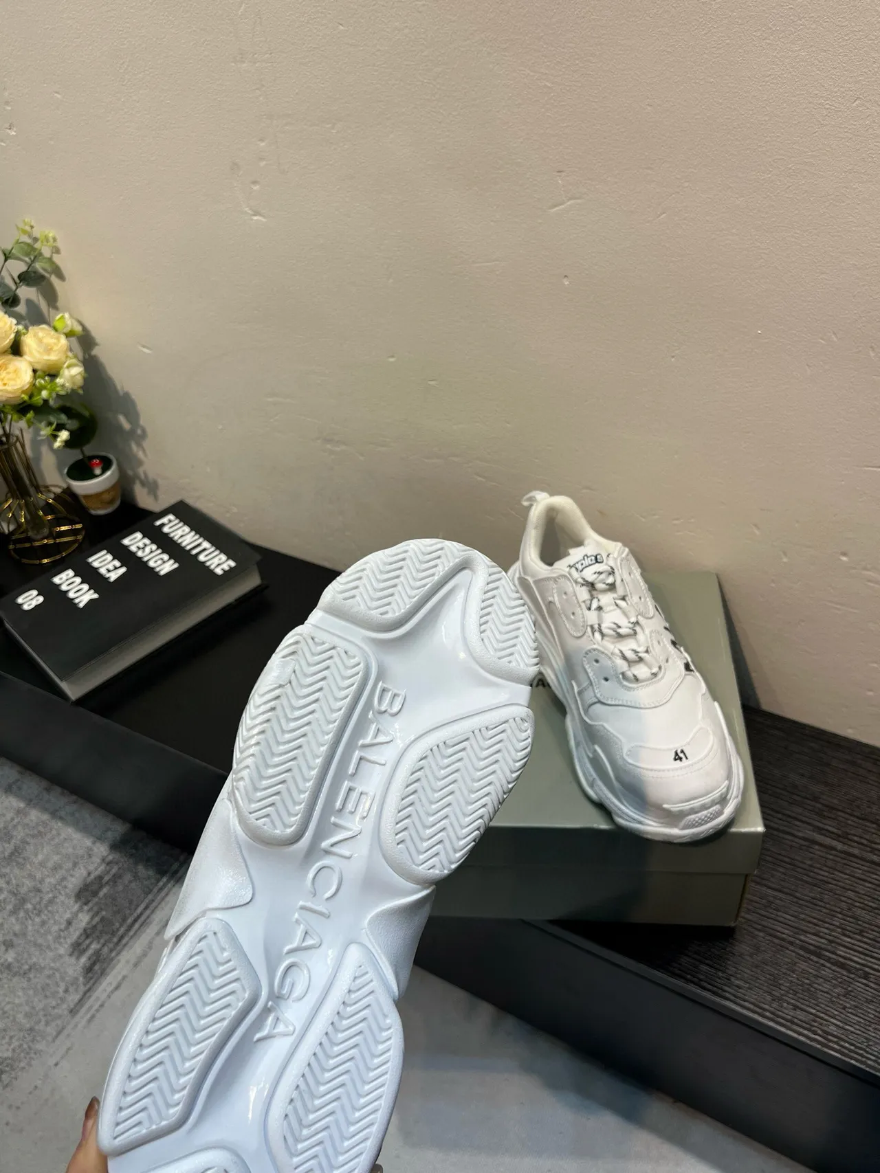 Balenciaga Triple S White Graffiti Logo Chunky Sneakers 7