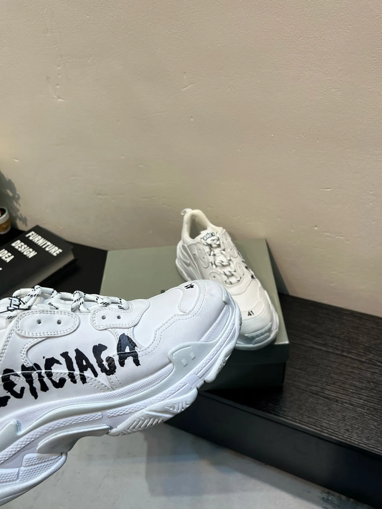 Balenciaga Triple S White Graffiti Logo Chunky Sneakers 8