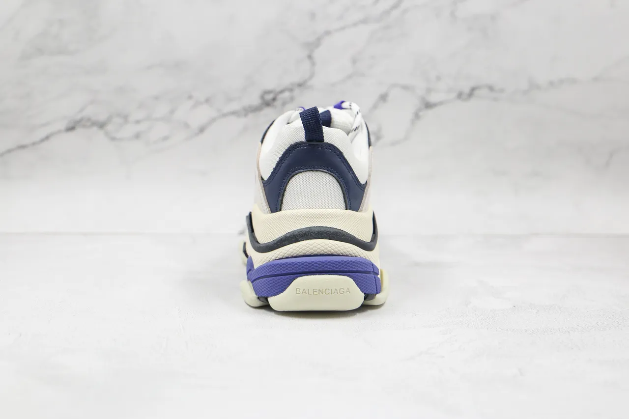 Balenciaga Triple S White Navy Purple Chunky Sneakers 2