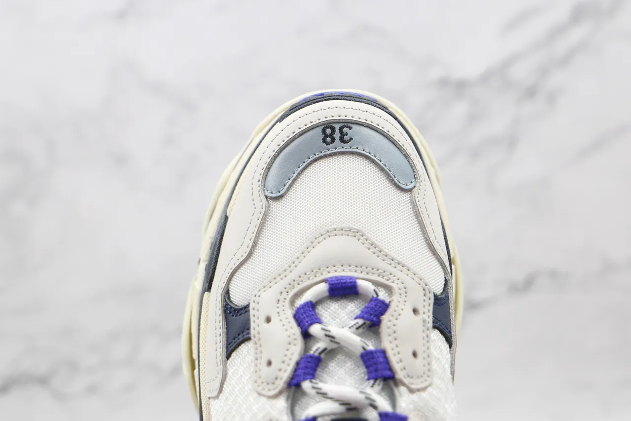 Balenciaga Triple S White Navy Purple Chunky Sneakers 5