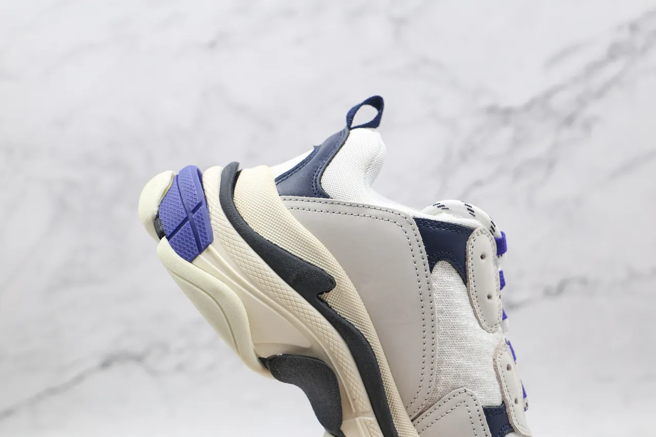 Balenciaga Triple S White Navy Purple Chunky Sneakers 6