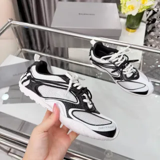 Balenciaga White Black Asymmetrical Wave Overlays Perforated Mesh Upper Lifestyle Sneakers