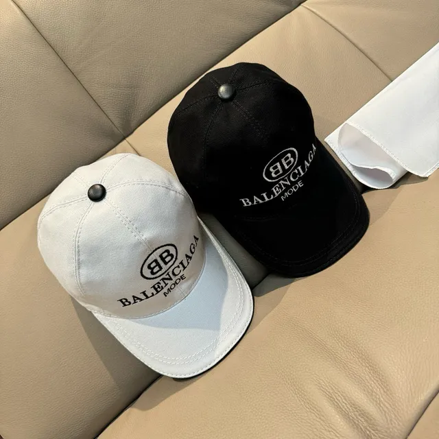 Balenciaga Gorra de béisbol blanca y negra estructurada de seis paneles con logo bordado 2