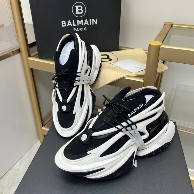 Balmain B-Bold حذاء رياضي أسود وأبيض سميك 2
