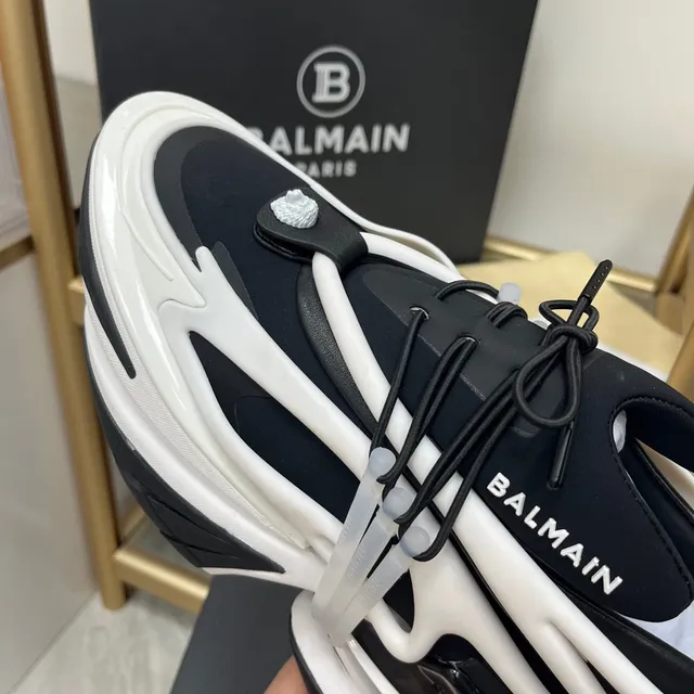 Balmain B-Bold حذاء رياضي أسود وأبيض سميك 3